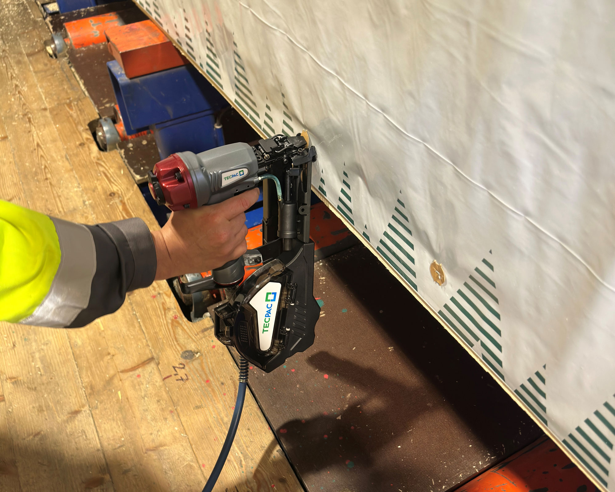 Staple Gun in use
